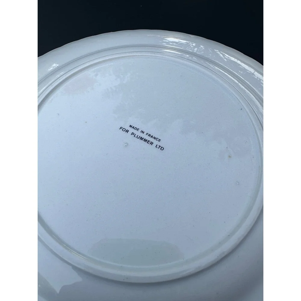 Vintage Plummer Ltd‎ French Porcelain Fish Plate White Swirl Gadroon Rim France